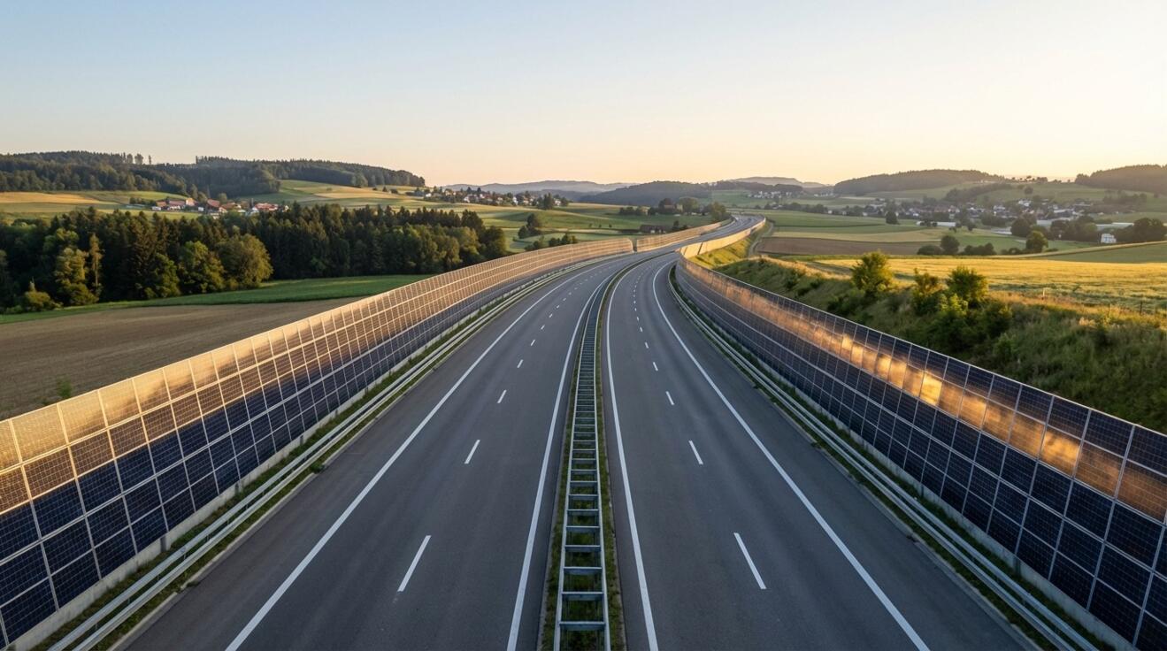 KI-Visualisierung einer Solarautobahn.