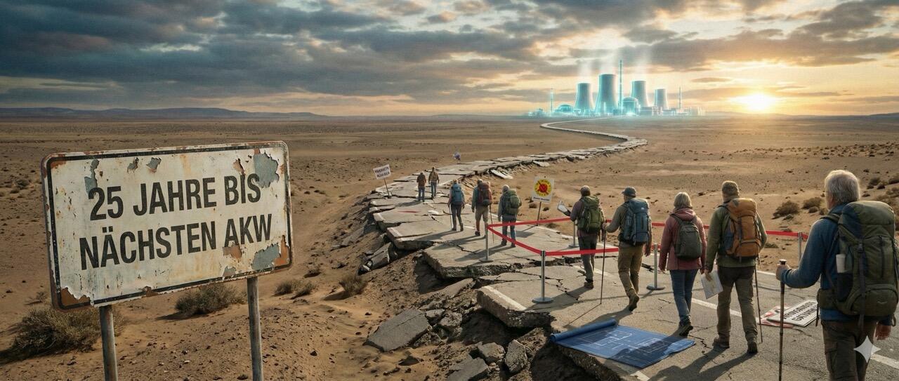 Symbolbild: Pilger auf dem Weg zu neuen AKW