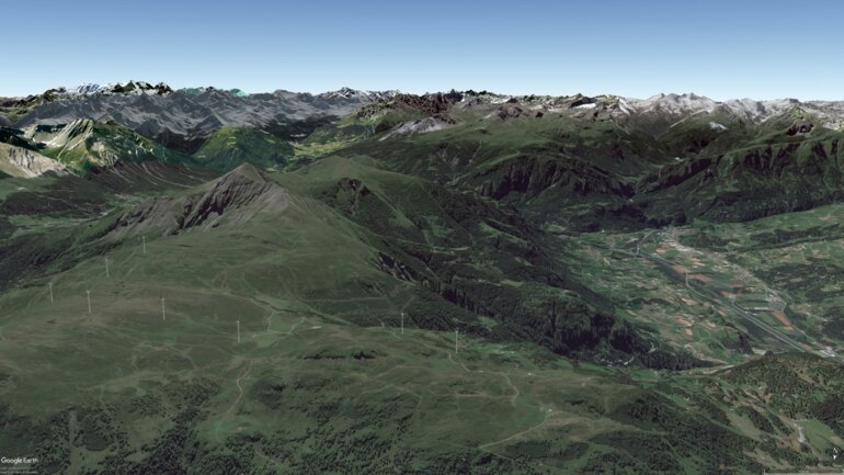 Visualisierung Dreibündenstein - Windpark