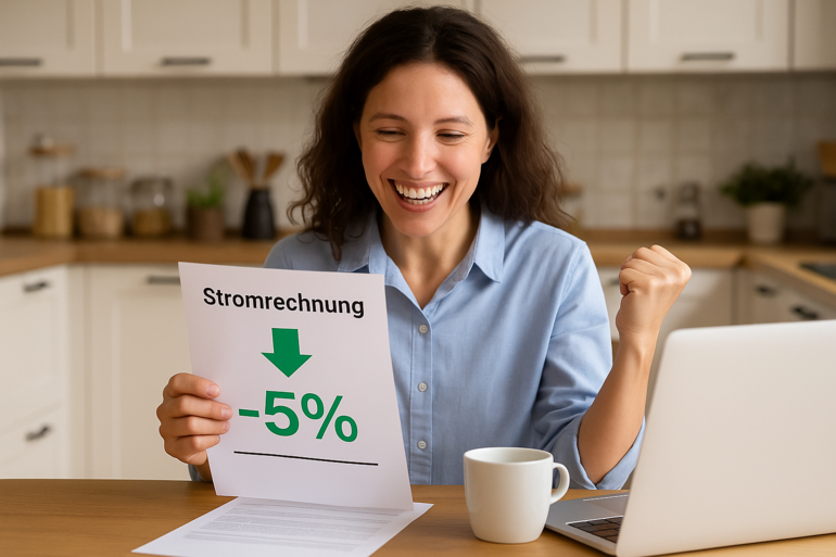 Freude über Senkung der Stromrechnung (KI-Symbolbild)
